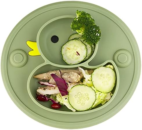 Baby Plate Silicone Suction Toddler Plates, Divided Dishes for Toddler Kids Self Feeding, Microwave & Dishwasher Safe