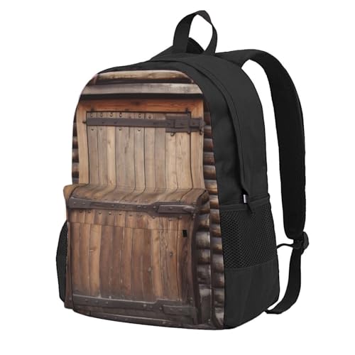 Rustic Wooden Door printed Adult backpack Travel Shoulder daypack