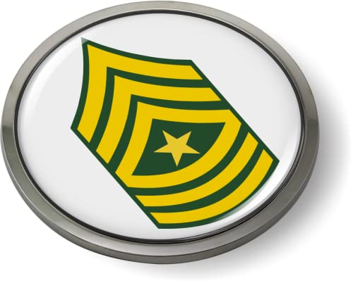 Image of US Army Rank Insignia CAR Emblem Metal Bezel - Sergeant Major E-9 (SGM) | Official U.S. Army Licensed Product, 3D Domed, Enlisted Soldiers Chrome Badge, Sticker, made by BestLicensePlateFrames