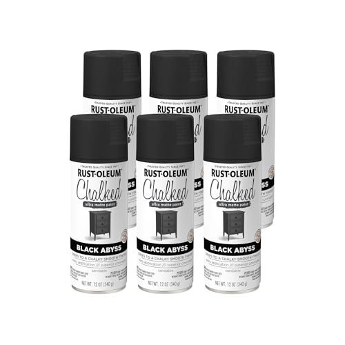 Image of Rust-Oleum 392046-6PK Chalked Ultra Matte Spray Paint, 12 oz, Black Abyss, 6 Pack