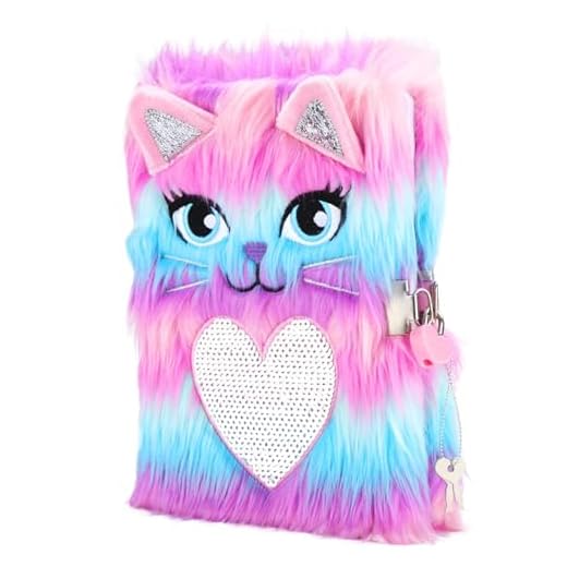 SuperStyle Diary for Girls with Lock and Keys, Cute Lion Plush Diary Secret Diary, Writing Journal Lined Pages Notebook Sequined Design Gift Set for Kids