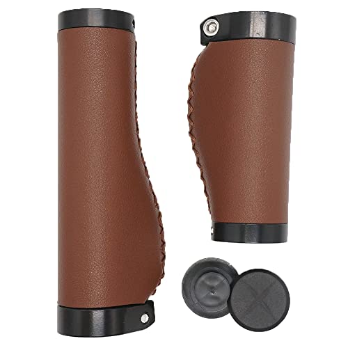 Bbxunsless Bike Handle Grips 135/95Mm Long/Short Grips Non-Slip Pvc Microfiber Leather Ergonomic Hand-Sewn Casual Retro Double Lock-On Handlebar Lever For Mtb,Road Bike (Dark Brown-B) #TOP2