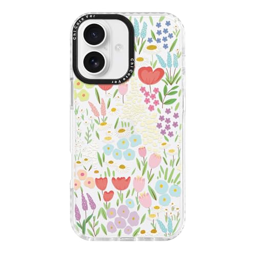Coque iPhone 17 fleurs sauvages pastel en TPU antichoc MagSafe