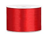 Breite 50mm SiDeSo® Satinband 25m x 50mm viele Farben Hochzeit Dekoband Geschenkband Antennenband Schleifenband (rot)