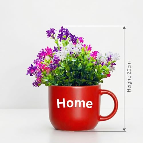 Image of Dekorly Wall Hanging Mug Planters with Artificial Flowers (20CM) - Decorative Hanging Cups, Colorful Floral Wall Decor for Living Room Bedroom Balcony Office Gift Set (3, Home Sweet Home)