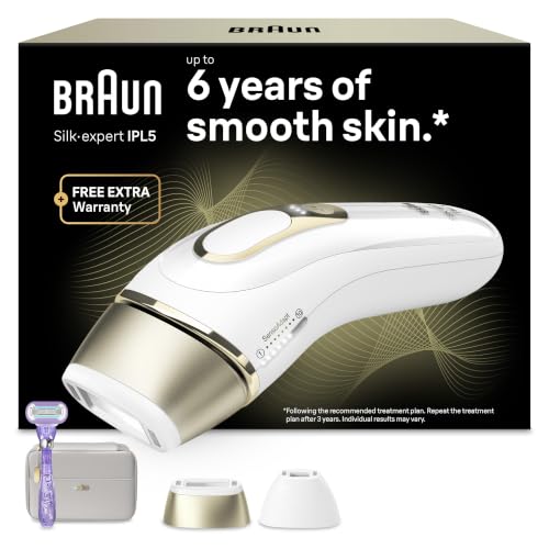 Braun IPL Silk-Expert Pro 5, at Home Hair Removal, White/Gold, PL5137