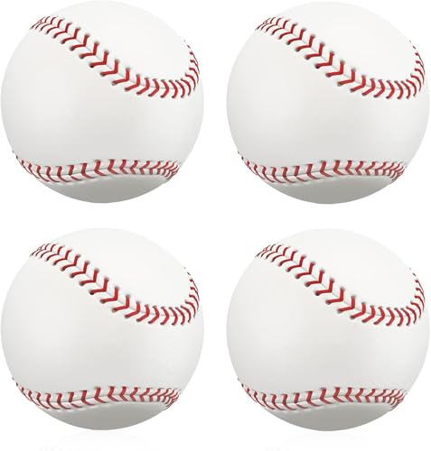 4 Pack BaseBall Standard Hard Leather 9 Inch for Outdoor Games Youth Adult