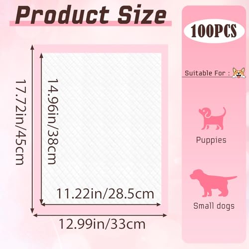 Image of Puppy Pads,Disposable Puppy Training Pads,Super Absorbent Leak-Proof Dog and Puppy Pet Training Pads,Pink Puppy Pads for Puppies,Dogs,Cats,Rabbits(13 inch X 18 inch - 100PCS)