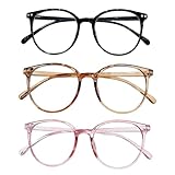 Uzndq 3 Pack Blaulichtfilter Brille Ohne Stärke Damen Herren,Fake Brille Ohne Stärke Lesebrille Blaues Licht Blocking, Bildschirmbrille Glasses Computerbrille Gaming Mit Blaulichtfilter