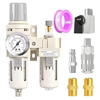 TAILONZ PNEUMATIC 3/8 Zoll BSP Luftfilter Druckregler Wasser/Ölabscheider Combo(0-1MPA),Air Tool Compressor Filter mit Manometer AC3010-03(Manuelle Entleerung)