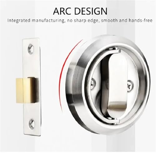 Cerradura Invisible para Puerta Corredera 1Pcs con Llave, Interior, Antirrobo, Doble Cara, Redonda, Acero Inoxidable (Plata Oblicua) miniatura 6