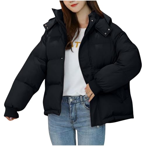 Winter Jackets For Women Uk Cropped Down Jacket Women's Teenager Puff Parka Quilted Jacket Girls Winter Puffer Coat Lapels Ski With Pockets Clothes