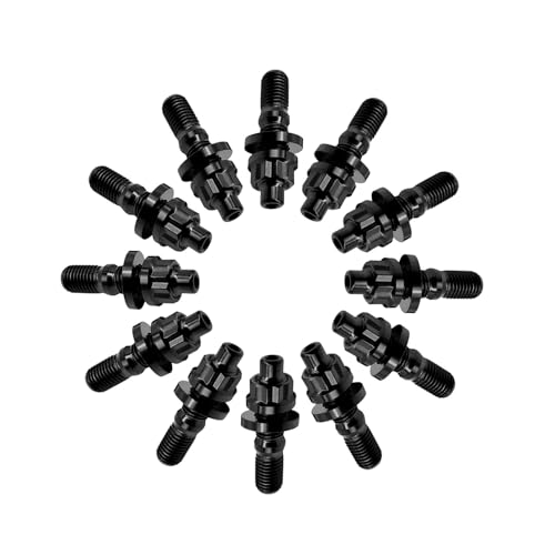 RISON-Titanium M8x1.25x55mm Titanium Exhaust Manifold Stud Kit Black GR5 Titanium Bolt Kit 12 PCS/Set