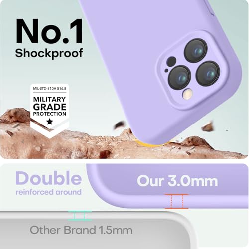 Image of LOVE 3000 Designed for iPhone 14 Pro Case, Premium Silicone with [Soft Anti-Scratch Microfiber Lining] Shockproof Protective Phone Case for Men Women Girls 6.1 inch, Light Purple