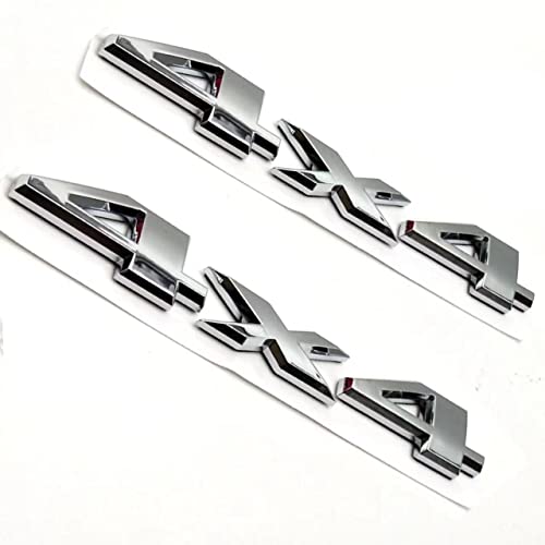 Image of 2PCS New 3D Zinc Alloy 4 x 4 Emblem Badge for Truck /SUV /Pickup Rear Tailgate Tail Gate Door 1500 2500 3500 (Silver)