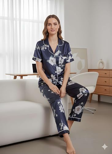 Image of Women Lycra Night Suit Set | Premium Soft Nightwear Pajama Set | Stylish Comfortable Sleepwear for Ladies | Elegant Lounge Wear Night Dress