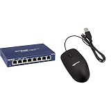 Netgear GS108 Switch Ethernet 8 Ports Métal Go, Connectivité Simple et Abordable, Protection ProSAFE, Garantie à Vie Idéal pour PME et TPE & Amazon Basics Souris Filaire USB à Trois Boutons Noir