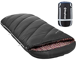 KingCamp XL Sleeping Bag for Adults 3-4 Season Large Wide Flannel Liner Single Warm Waterproof Lightweight for Camping Hiking Backpacking Outdoor with Compression Sack