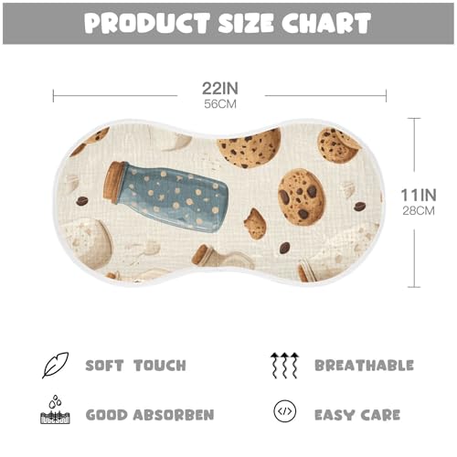 Cute Milk Bottle Cookies Burp Cloths Baby Boys Girls Absorbent Soft Cotton Burping Cloths Rags, 1 Pack2