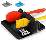 Simple Craft Silicone Utensil Rest with Drip Pad – Heat-Resistant Holder for Spoons, Ladles & Tongs – Non-Slip Spoon Rest for Stovetop & Counter - Black