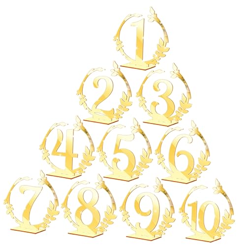 Wakauto Set of 10 Wedding Table Number Holders Stylish Acrylic Table Number Cards for Events Parties