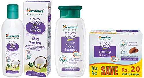 Image of Himalaya Gentle Baby Shampoo (200ml) & Gentle Baby Soap Value Pack, 4 * 75g & Himalaya Baby Hair Oil 200 ml(1 Count)
