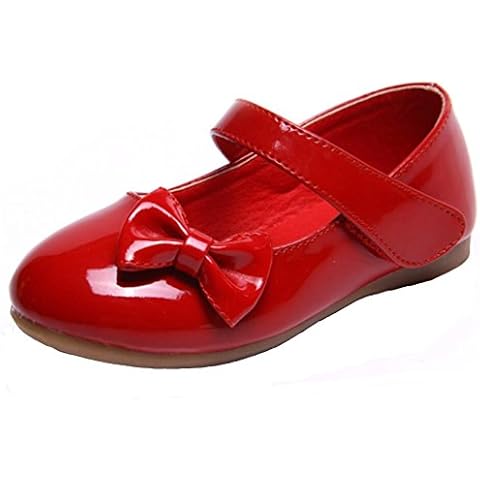 PPXID Girl's Mary Jane Ballet Flats Princess Dress Shoes Red 2.5 UK Cover