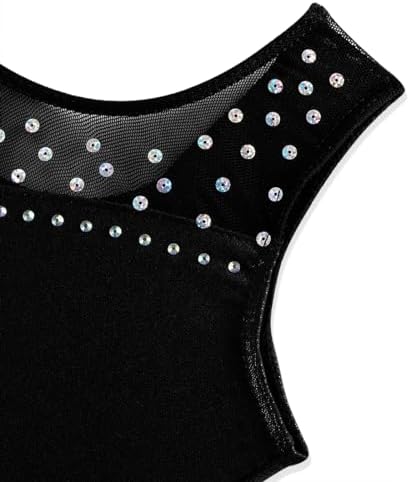 Kidsparadisy Girls Leotards for Gymnastics Outfits Sparkle Kids Sleeveless One-Piece Colorful Dancewear Bodysuit 38-Black 5-6Y — view 3