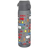ION8 Botella Agua, 500ml, a Prueba de Fugas, Fácil de Abrir, Cerradura Segura, Apta para Lavavajillas, Sin BPA, Asa de Transporte, Fácil de Limpiar, Neutro en Carbono, Diseño Video Juego