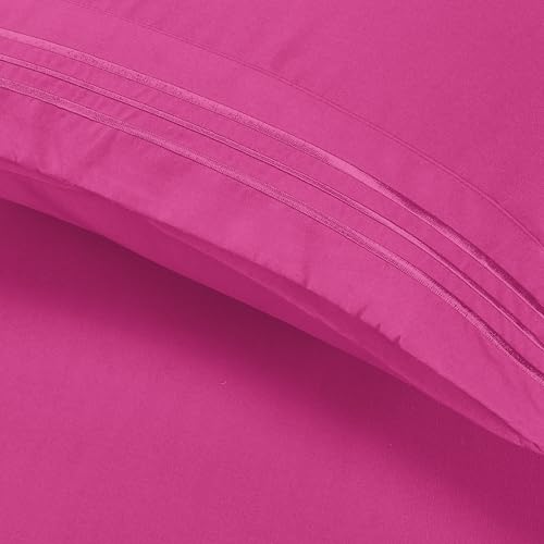 Image of Elegant Comfort Luxury Ultra-Soft 2-Piece Pillowcase Set 1500 Thread Count Egyptian Quality Microfiber Double Brushed-100% Hypoallergenic-Wrinkle Resistant, California King, Hot Pink