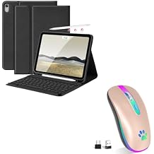 FUWANG Keyboard Case for iPad Air 11 inch M2 2024 and air 4th/5th Generation 10.9 inch Case with Keyboard Bundle with Wireless Mouse,Rechargeable LED Wireless Bluetooth Mouse