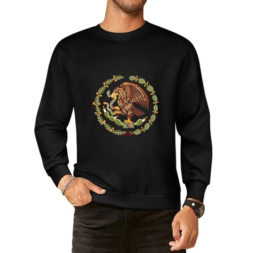 Mexican Golden Eagle Sweater Casual Cotton Crewneck Long Sweater