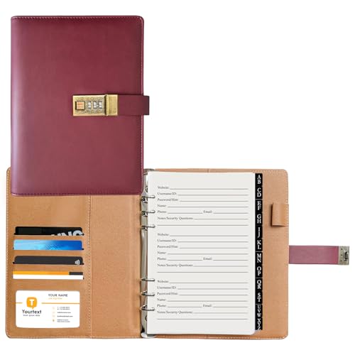 Organiseur d'adresses Internet et mot de passe A5 en similicuir de luxe