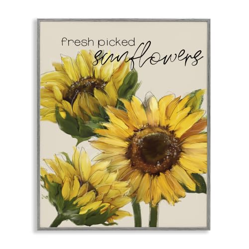 Sunflower Calligraphy Country Floral, 24 x 30 Inch Framed Giclée Print