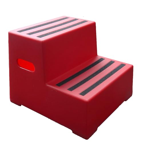 Marchepieds de sécurité robuste 2 marches plastique moulé rouge