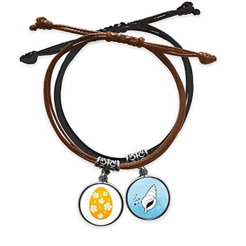 Pulsera de huevo de Pascua amarillo para regalo religioso de cuerda y cuero cobo