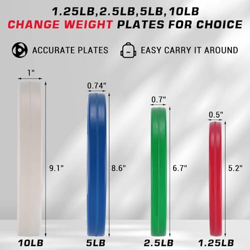 2 in Change Plates 1.25LB Pairs 2.5LB Pairs 5LB Pairs 10LB Pairs 17.5 LB 37.5 LB Set Fractional Weight Plates Set,Bumper plates for Gym Home,Rubber Coating & Steel