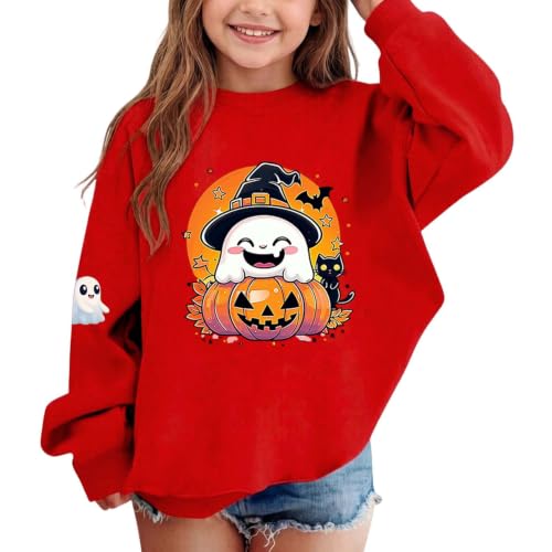 Girls Green Ghost Pumpkin Black Cat Halloween Crewneck Sweatshirt Pullover - image 5