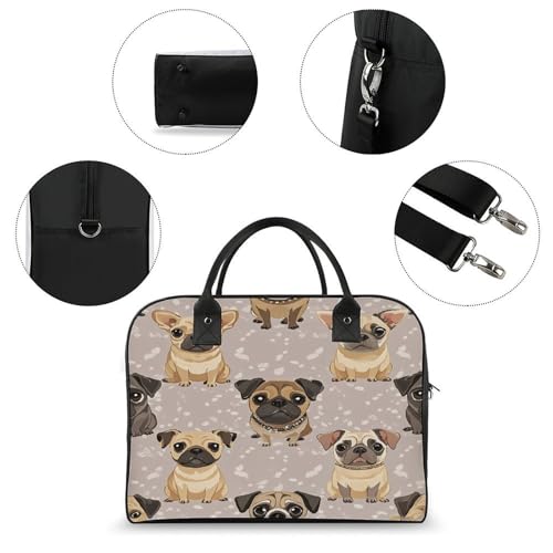 Bolso messenger ajustable grande con patrón de chihuahua y pug miniatura 6