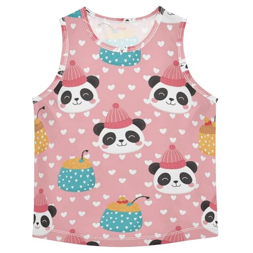 J JOYSAY Panda Cake Heart Boys Tank Top Sleeveless Muscle Shirts Quick Dry Workout Sport Active Kids T-Shirts 3-15T