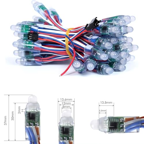 Image of Ruirui 500pcs /Set DC12V 12MM WS2811 RGB Pixels Digital Individually Addressable Diffused Round LED String Lights Waterproof Full Color for Christmas Billboard House Halloween