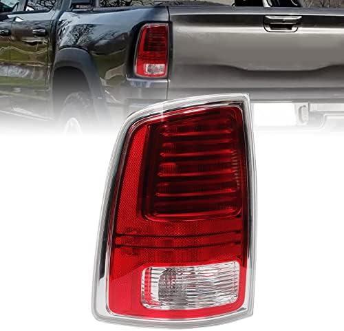 vvavv LED Tail Light Fit for 2013-2018 Dodge Ram 1500 2014-2018 2500 & 3500 2019-2022 1500 New upgrade with bulbs Clear/Red Lens Chrome 68093079AC CH2800203 Left Driver side Only