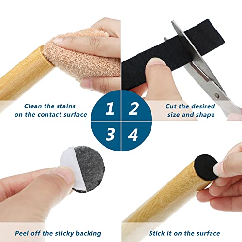 Image of Shappy 2 Packs Felt Strips with Adhesive Backing Felt Tape Roll Non Slip Self Adhesive Cuttable Furniture Pads for Protecting Hardwood Floors, Chairs, Wall(Black,120 x 1 x 0.12 Inch)