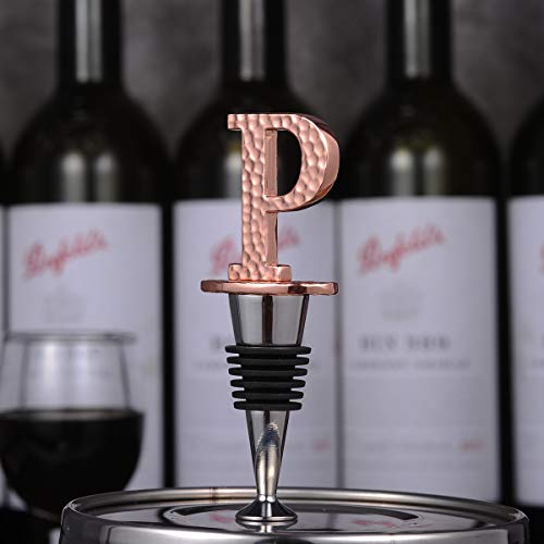 Miicol Wine Stopper, Prosecco Topper, Personalised Champagne Stopper, Rose Gold Wine Bottle Accessories, Wine Lovers Gift, Monogram Gift, Letter P