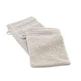 Douceur d'Intérieur, 2 Gants de Toilette (15 x 21 cm) Tendresse Lin, Eponge Unie 100% Coto...