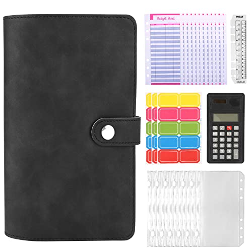 Acemall Classeur A6 Budget Enveloppe 57pcs Enveloppe Budget Classeur Budget Enveloppe Planner Portfolio A6 Pochette Budget avec 1 Calculatrice Classeurs à Anneaux pour Voyage Agenda Maison Bureau Cover