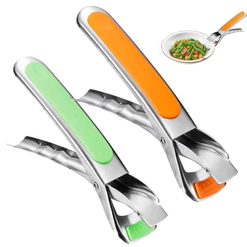 Menibeuty 2Pcs Pince Air Fryer Pinces Multifonctions Anti-Brûlure En Silicone, Air Fryer Accessories Acier Inoxydable Pince À Saisir Le Bol(Green & Orange)