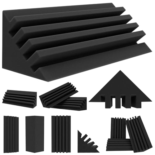 TroyStudio Bass Traps - 12 Pcs 4 X 4 X 12 Inches Dense Thick Studio Bass Foam Corner, Acoustic...