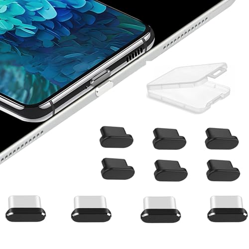USB C Dust Plug Cover - 4 Stylish Aluminum+6 Soft Silicone USB C Port Cover for iPhone 15, iPhone 16 Pro Max, iPad 10, iPad Air 5, iPad mini 6, New iPad Pro, Samsung, Google and All Type C Devices
