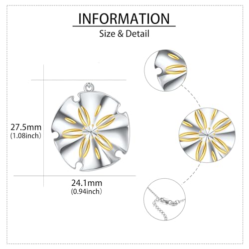 YAFEINI Sand Dollar Necklace 925 Sterling Silver Sand Dollar Pendant Necklace Charm Ocean Beach Hawaii Jewelry Gifts for Women4